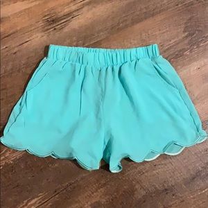 Mint green ruffle shorts